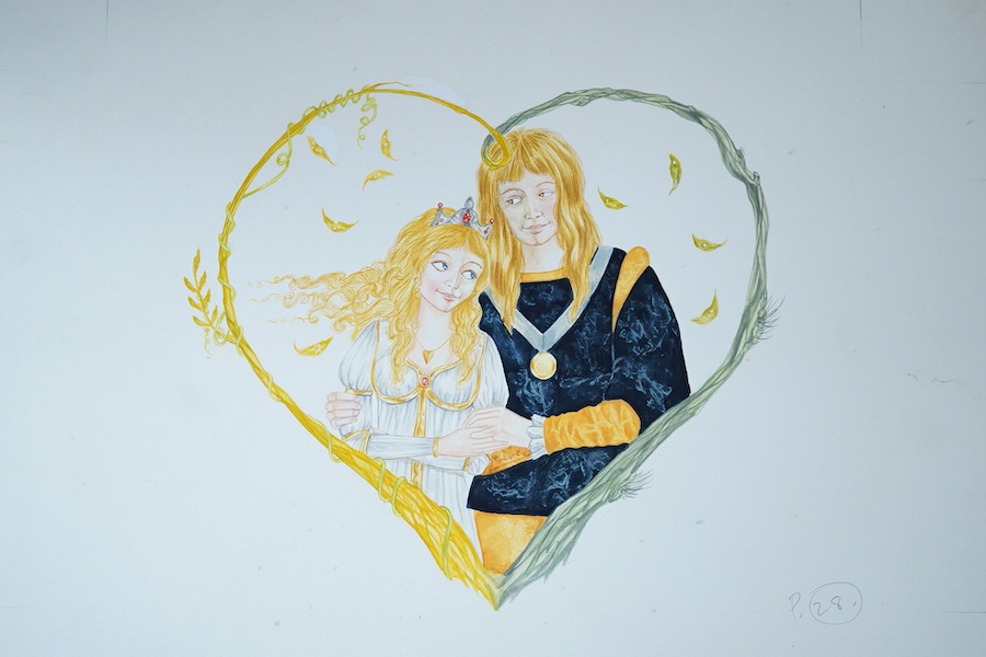 Andrew Skilleter (contemporary), a large collection of watercolours on card, Original illustrations from Cinderella and Snow White, with two accompanying books, largest 41 x 56cm, unframed